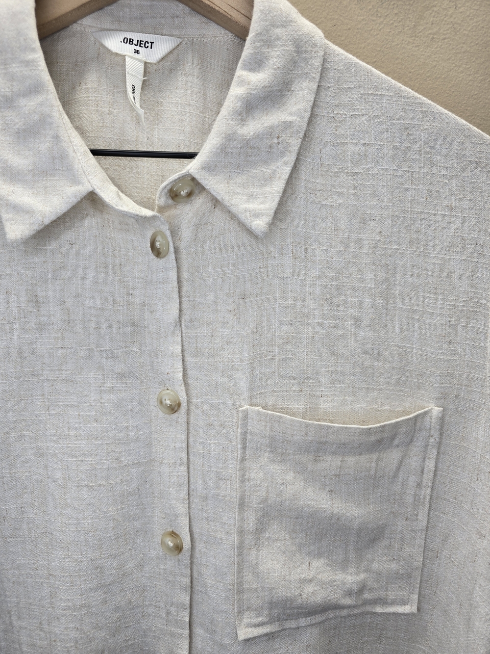 .OBJECT Collectors Item OBJSANNE Linen Short Sleeve Button Down Shirt Size 36 - Picture 4 of 8